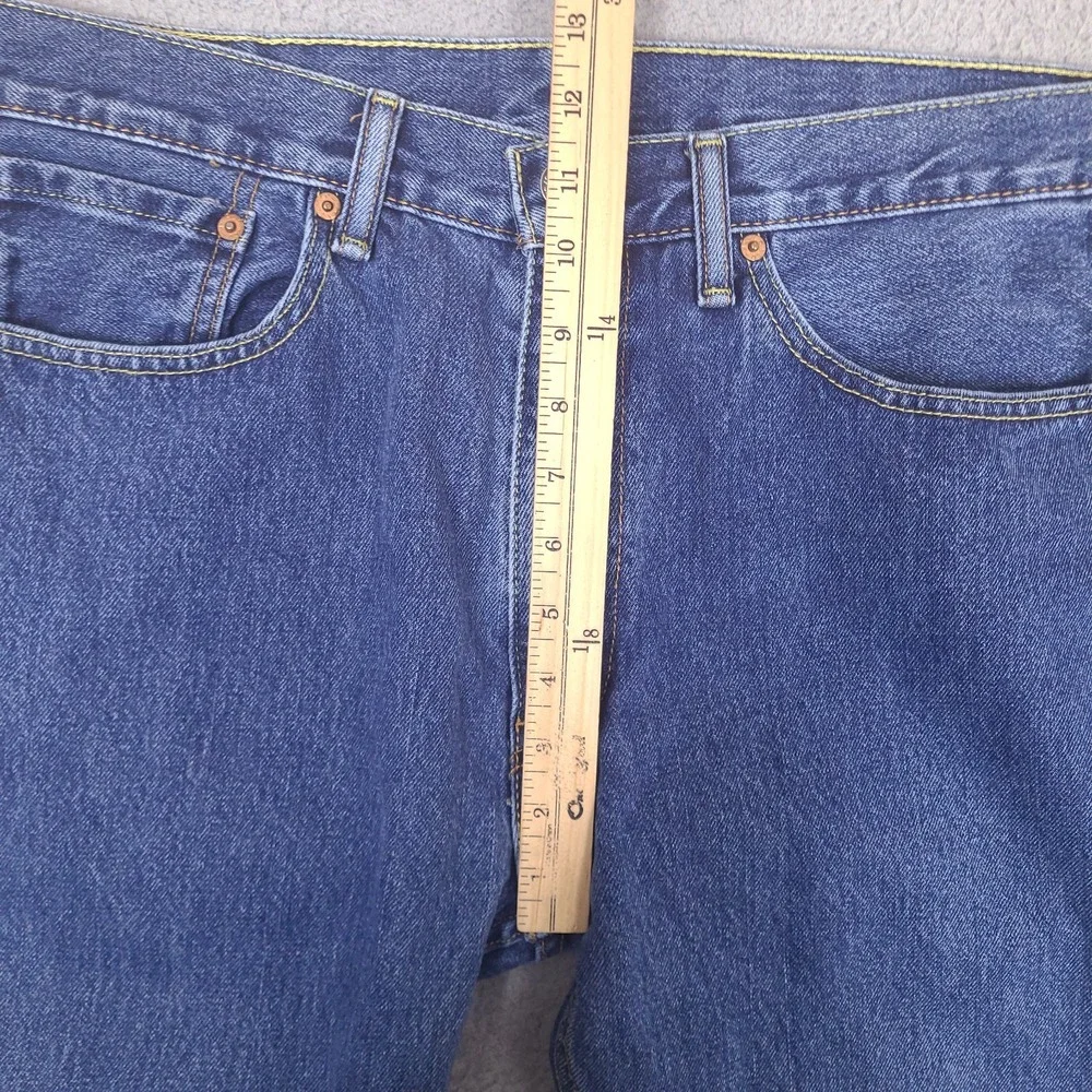 Levi's Jeans‎ Mens 36x27.5 Blue 505 Regular Fit Straight Leg Medium Wash Hemmed